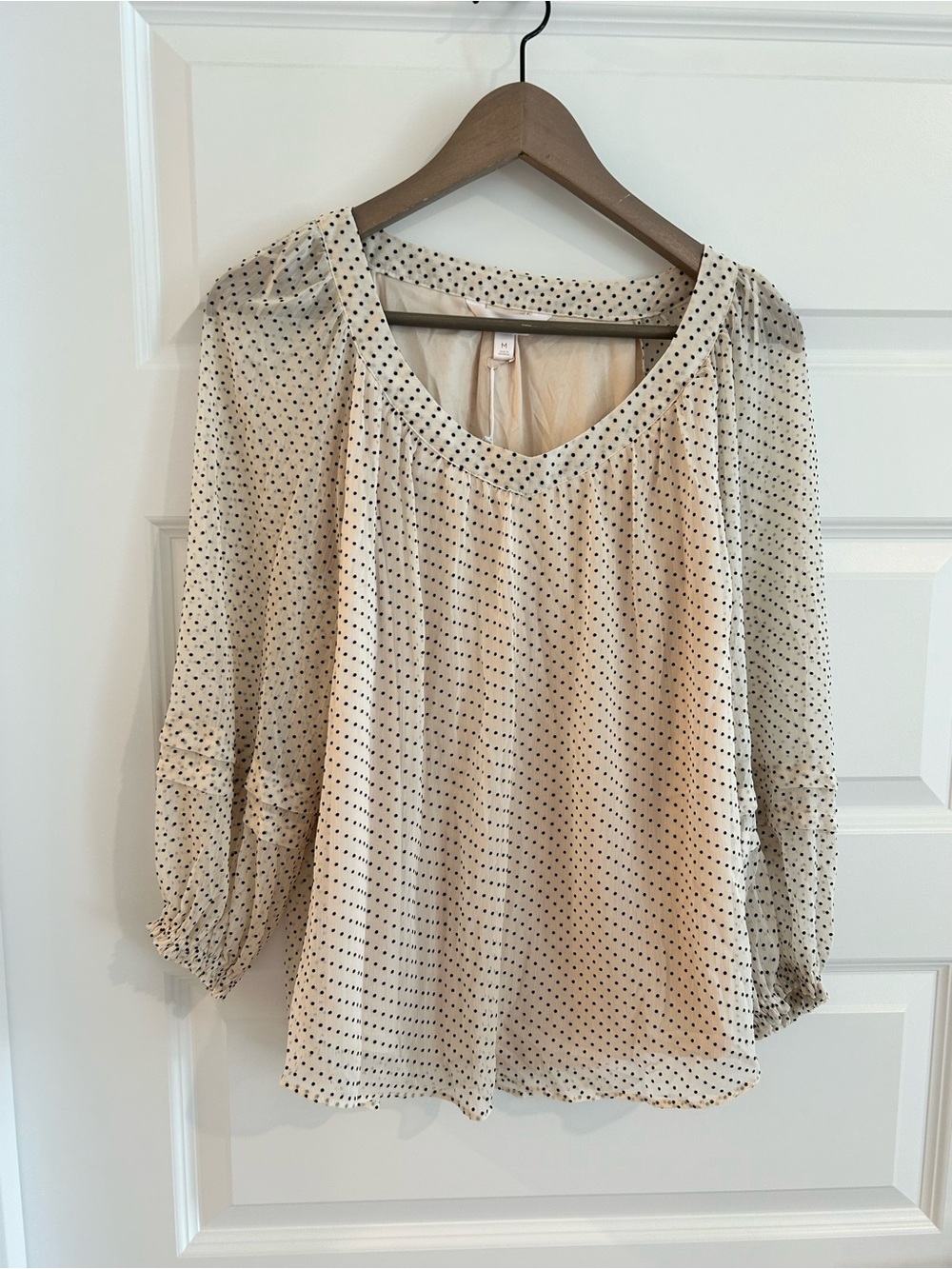 Lauren Conrad Polka Dot Top Cream Black Size M